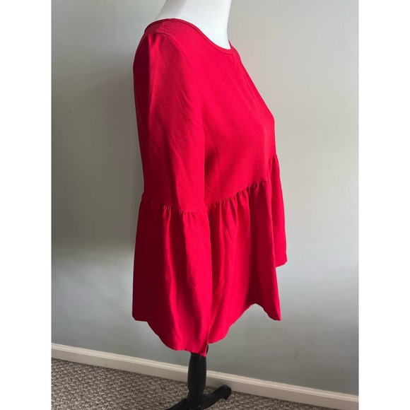Red Peplum Ruffle Blouse Womens Top by Coral Size M Pullover - Picture 3 of 10
